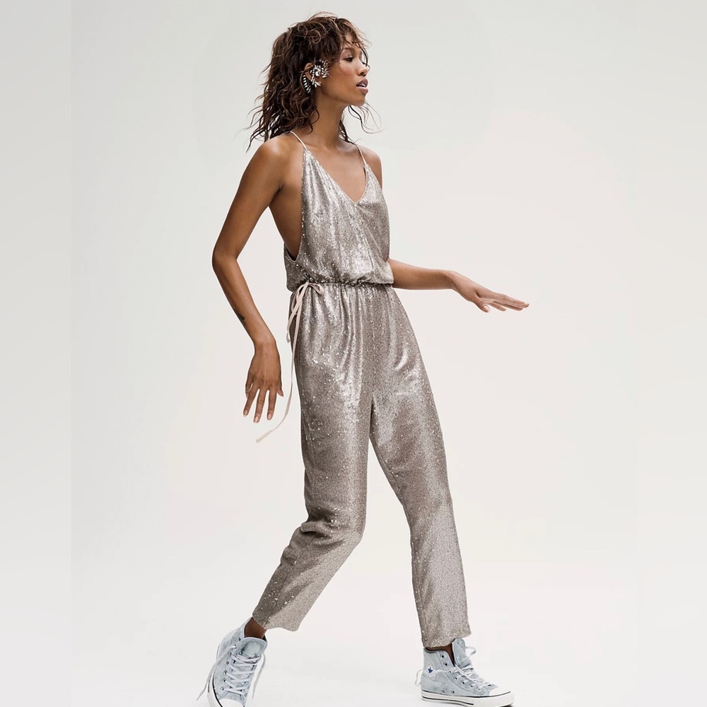 FREE PEOPLE‎ sequins bodysuit natural Color